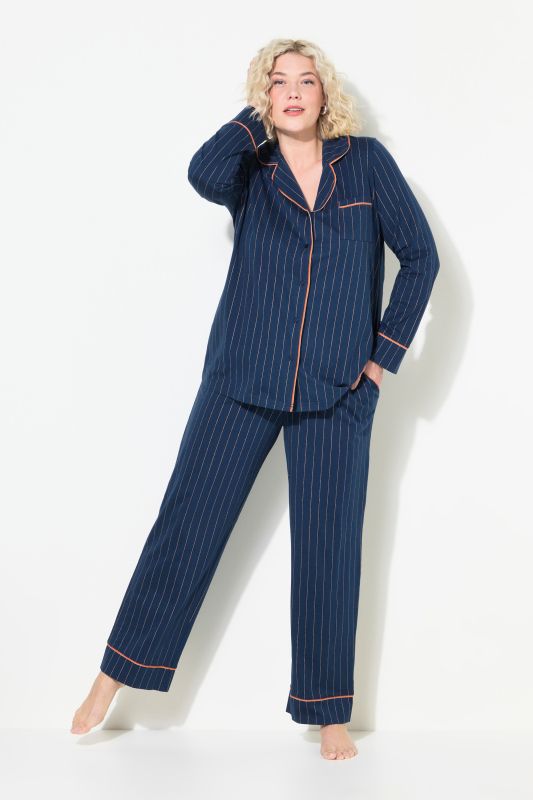 Glitter Stripe Two-Piece Lapel Collar Pajama Set