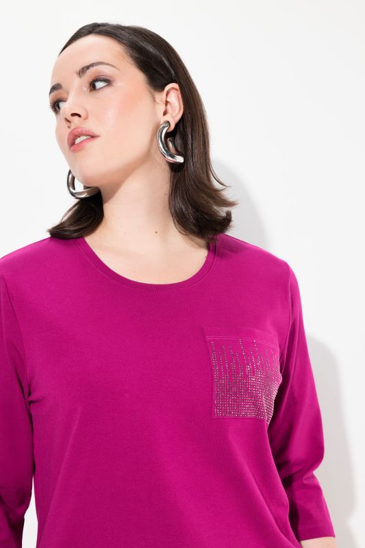 Rhinestone Detail 3/4 Sleeve Tee