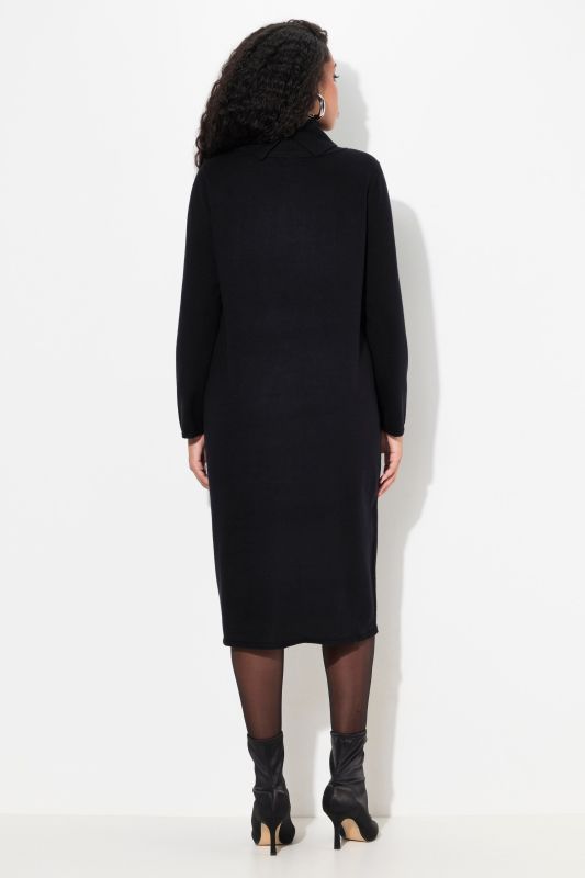 Rhinestone Lettering Knit Turtleneck Dress