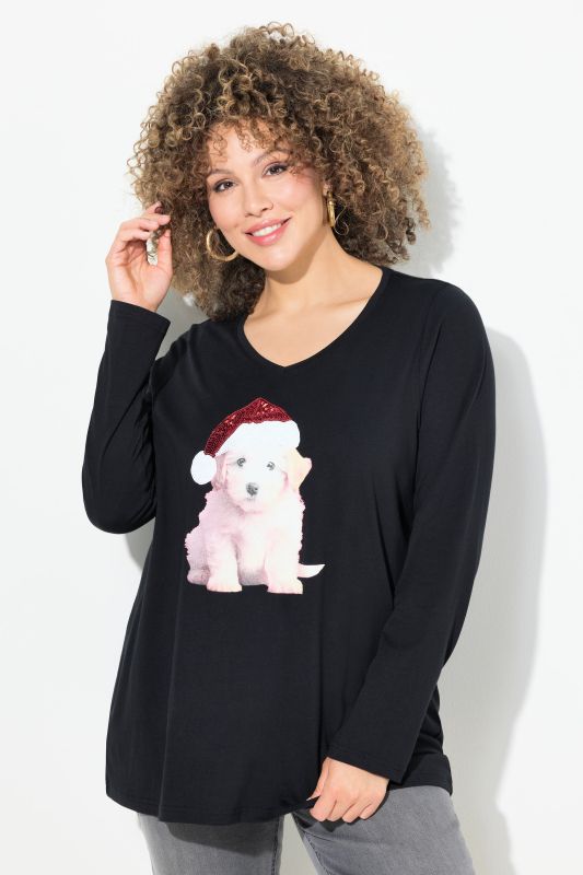 Christmas Puppy Long Sleeve Graphic Tee