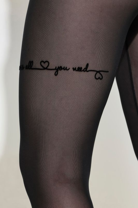 Flocked Love Tattoo Illusion Stockings