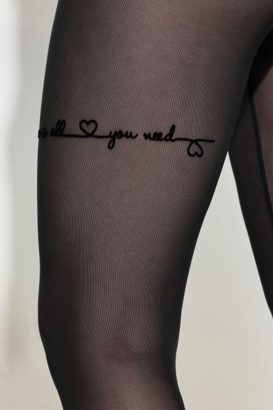 Flocked Love Tattoo Illusion Stockings