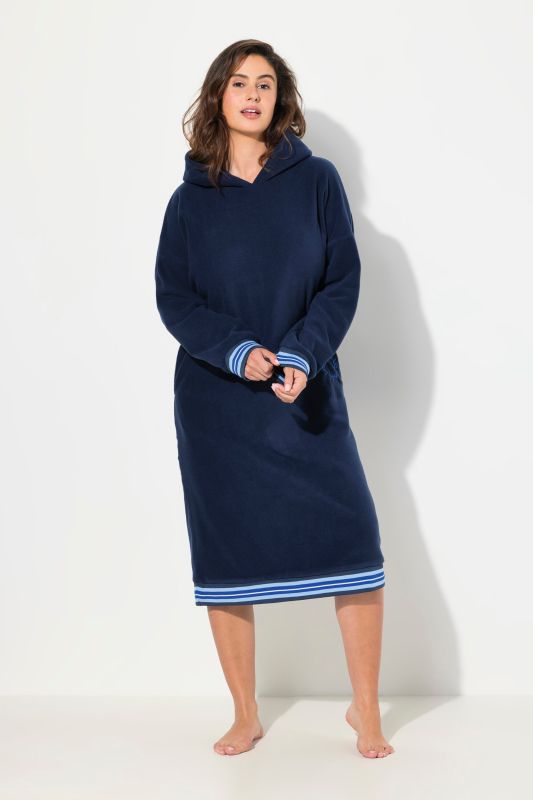 Fleece Loungewear Hooded Long Sleeve Dress