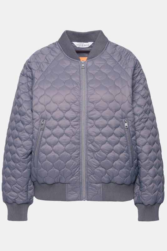 Quilted Bomber Zipper Front Pocket Jacket