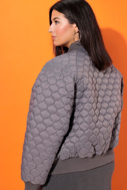 Quilted Bomber Zipper Front Pocket Jacket