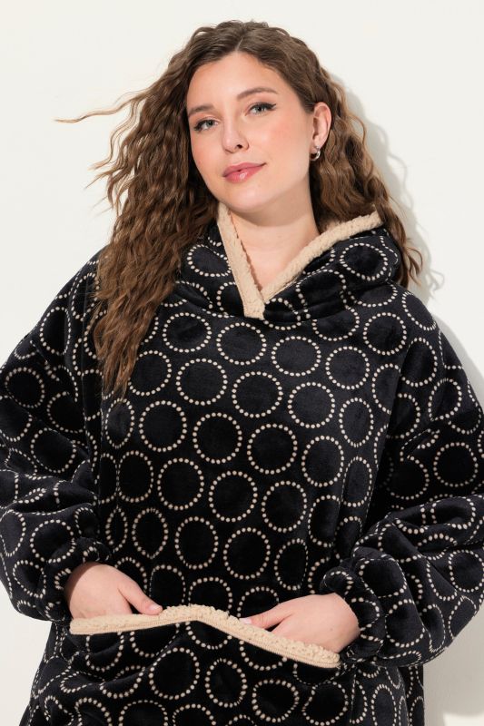 Geometric Pattern Hooded Blanket Poncho