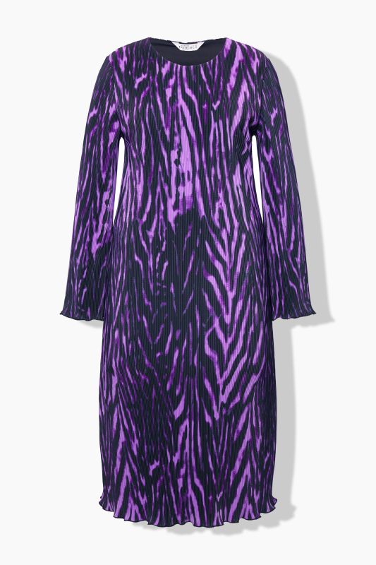 Zebra Print Pleat Slim Dress