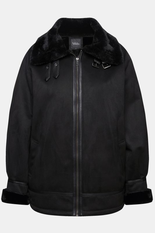 Faux Lambskin Aviator Jacket