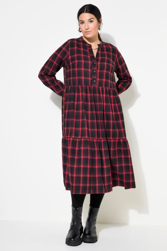 Flannel Check Empire Long Sleeve Dress