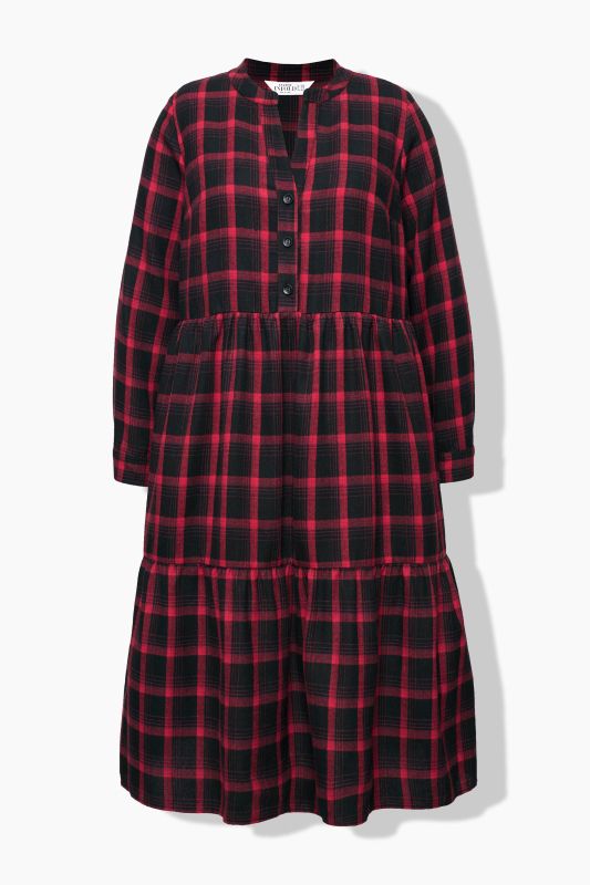 Flannel Check Empire Long Sleeve Dress