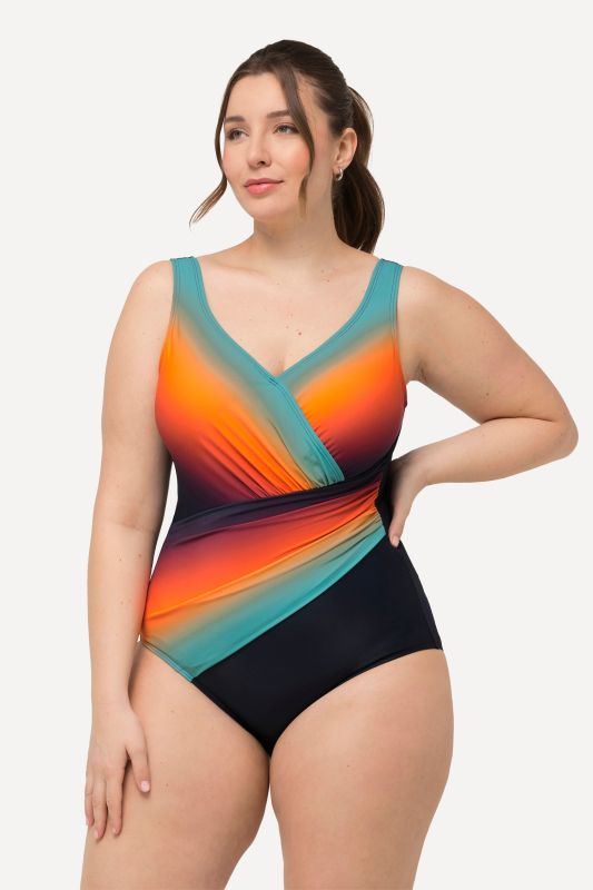Rainbow Gradient Wrap Look Swimsuit