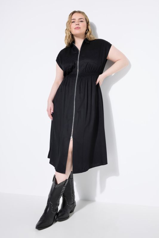 Zip Front Cap Sleeve Dress