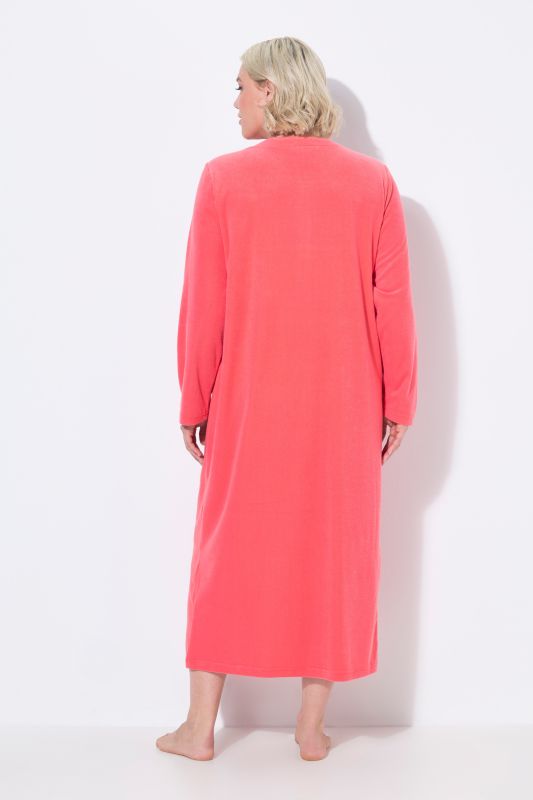 Long Zip Front Cotton Blend Terry Bathrobe