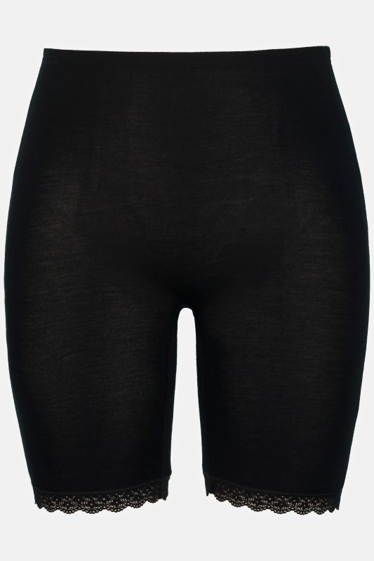 Lace Hem Stretch Viscose Knit Bicycle Length Lounge Shorts
