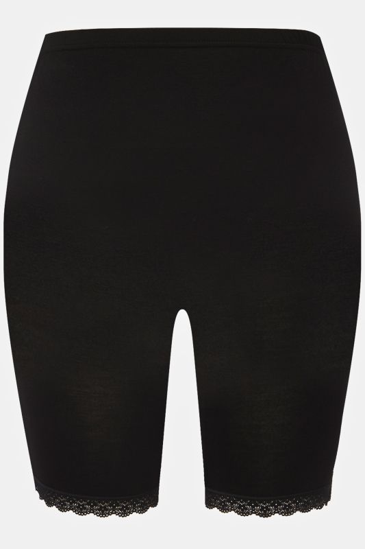 Lace Hem Stretch Viscose Knit Bicycle Length Lounge Shorts