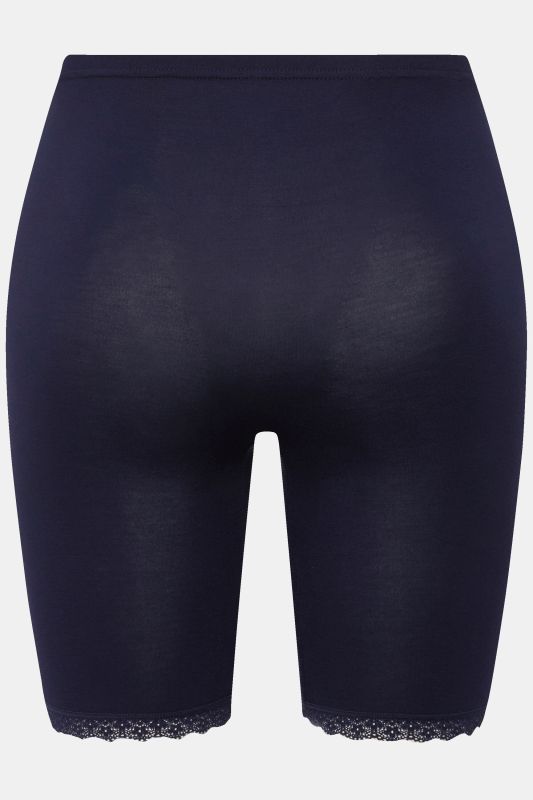 Lace Hem Stretch Viscose Knit Bicycle Length Lounge Shorts