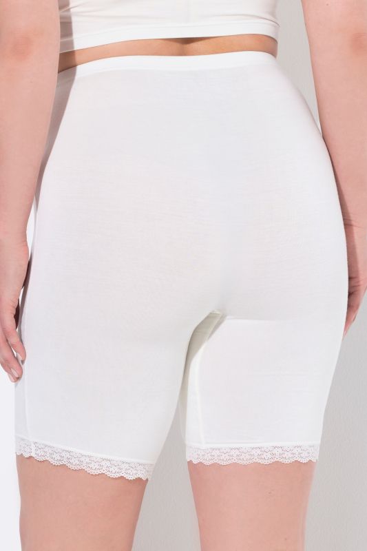 Lace Hem Stretch Viscose Knit Bicycle Length Lounge Shorts