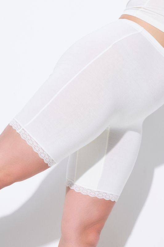 Lace Hem Stretch Viscose Knit Bicycle Length Lounge Shorts
