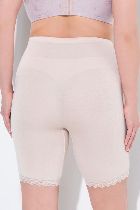 Lace Hem Stretch Viscose Knit Bicycle Length Lounge Shorts