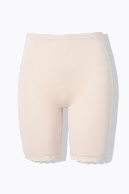 Lace Hem Stretch Viscose Knit Bicycle Length Lounge Shorts