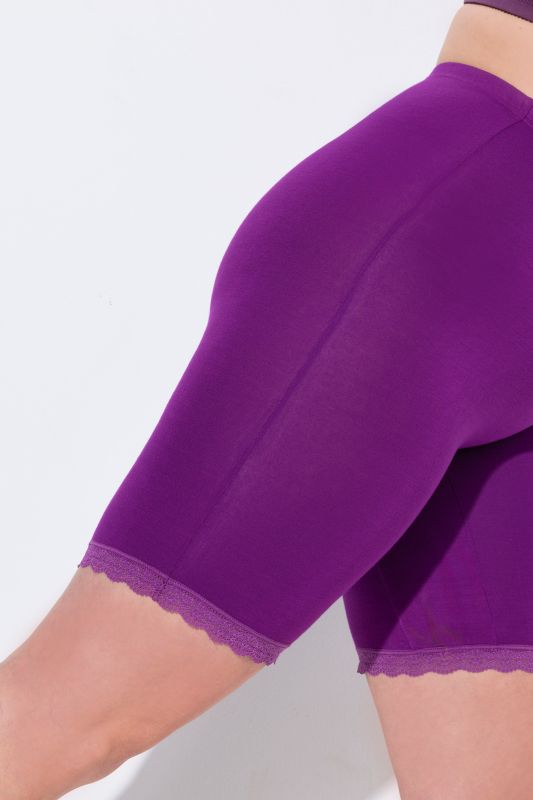 Lace Hem Stretch Viscose Knit Bicycle Length Lounge Shorts