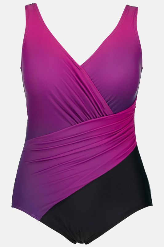 Ombre V-Neck Surplice Wrap Lined Swimsuit