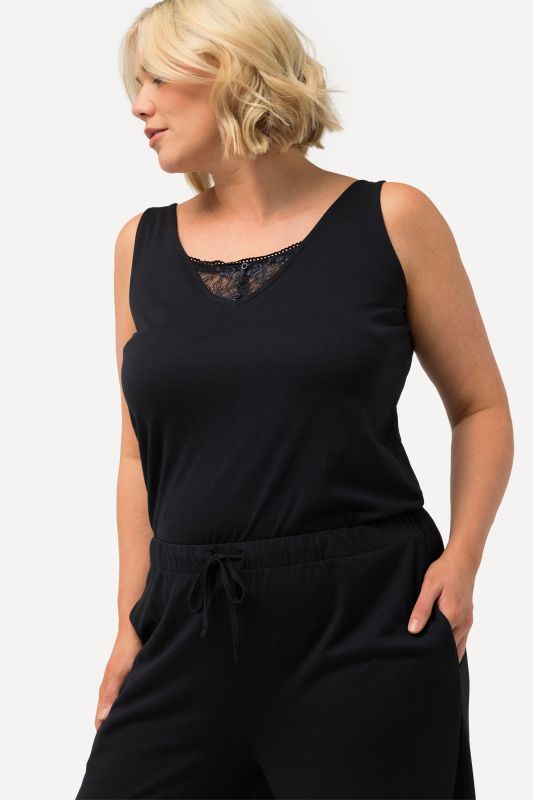 Jumpsuit, lace, V-neck, sleeveless