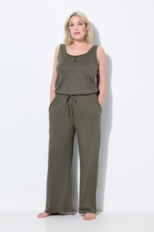 Jumpsuit, lace, V-neck, sleeveless