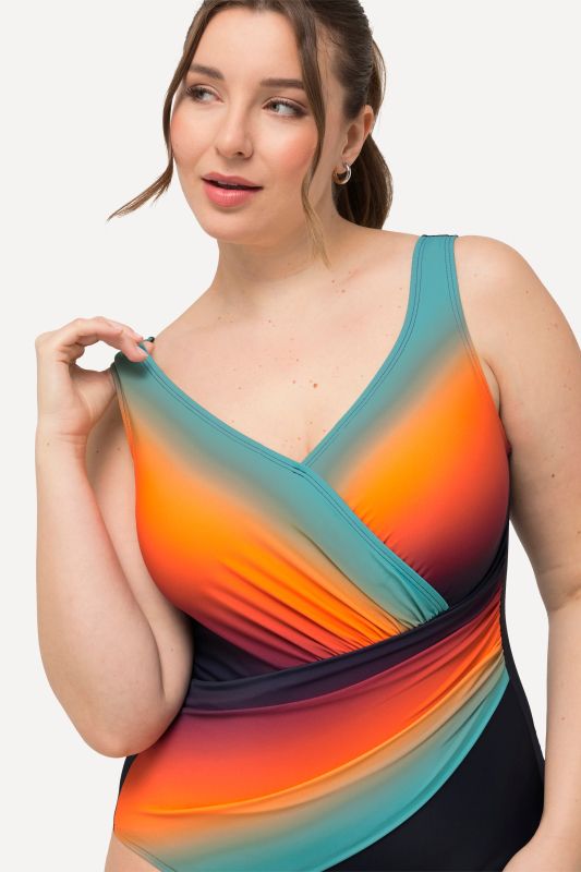 Rainbow Gradient Wrap Look Swimsuit