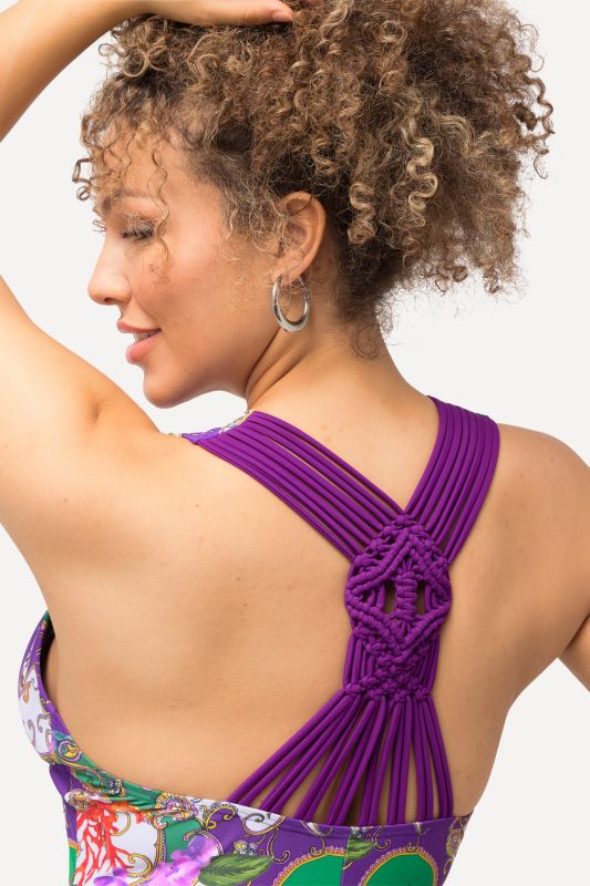 Paisley Macrame Strap One Piece Swimsuit