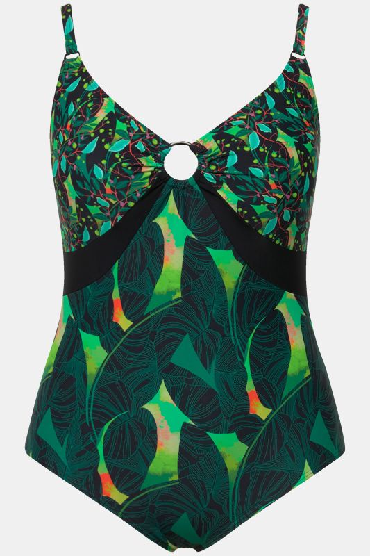 Mixed Print One Piece Swimsuit