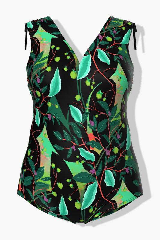 Colorful Leaf Print One Piece Swimsuit