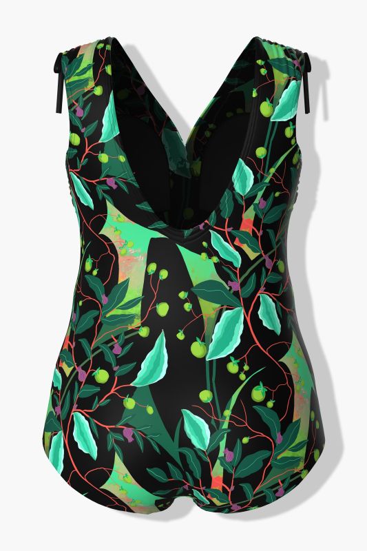 Colorful Leaf Print One Piece Swimsuit