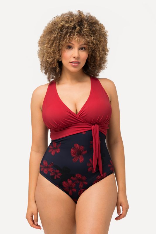 Colorblock Floral Bottom One Piece Swimsuit