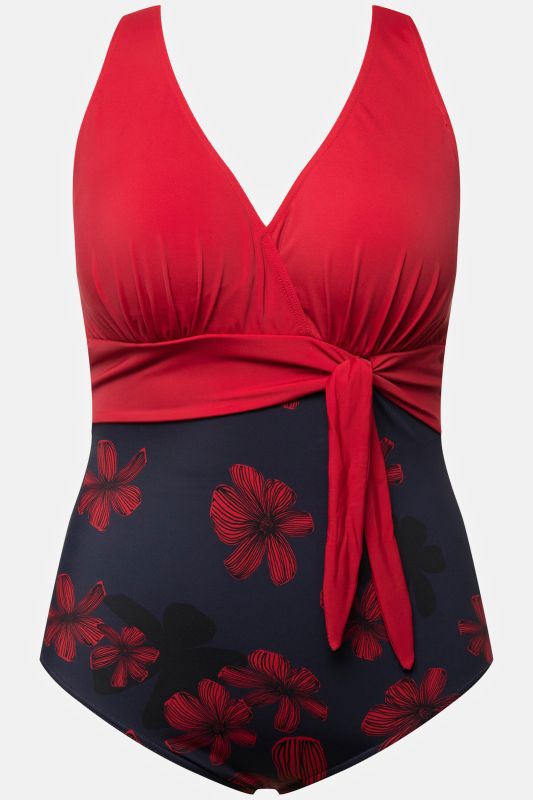 Colorblock Floral Bottom One Piece Swimsuit