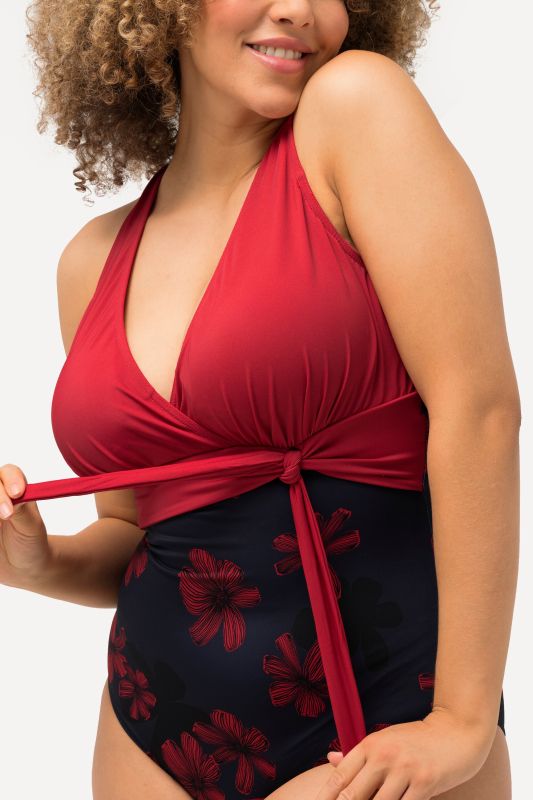 Colorblock Floral Bottom One Piece Swimsuit