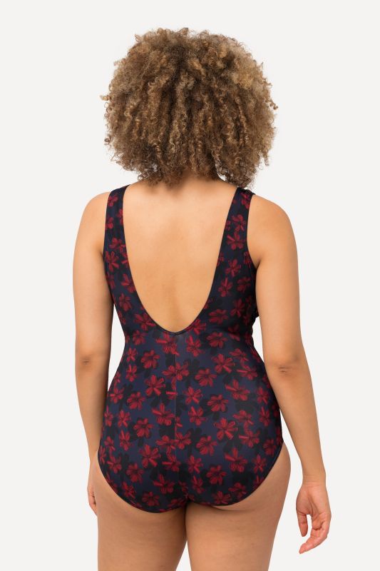 Floral Criss Cross Neckline Swimsuit