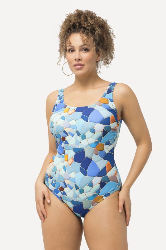 Swimsuit, printed, without soft cups, round neck