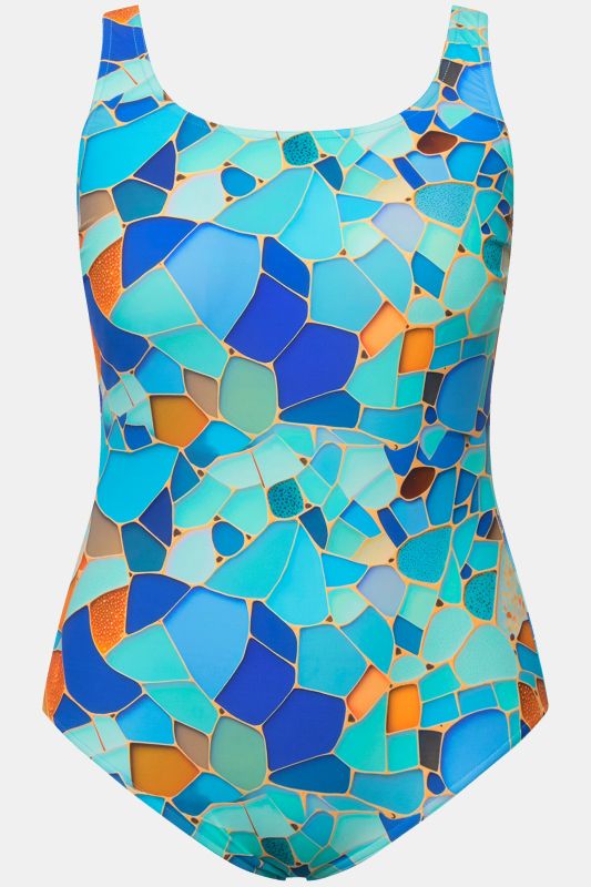 Swimsuit, printed, without soft cups, round neck