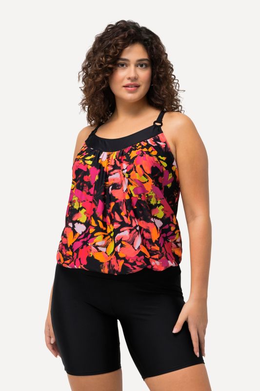 Floral Bike Short Elastic Hem Tankini Set