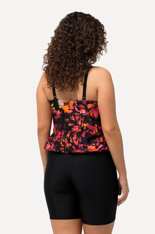 Floral Bike Short Elastic Hem Tankini Set