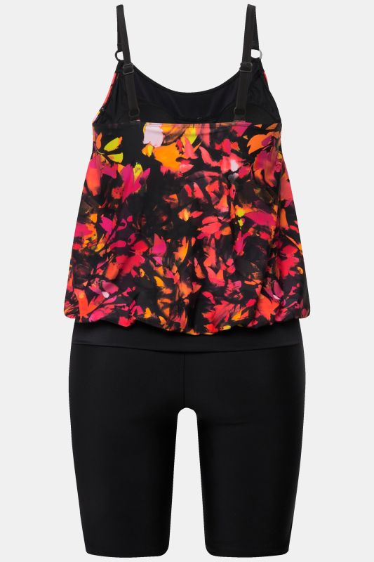 Floral Bike Short Elastic Hem Tankini Set