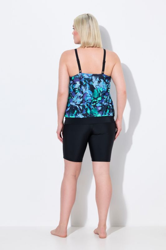 Floral Bike Short Elastic Hem Tankini Set