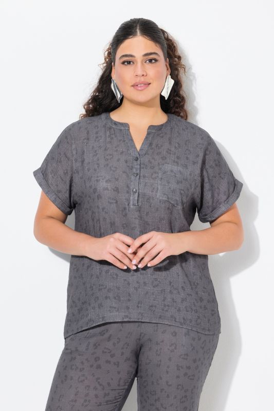 Short Sleeve Textured Muslin Blouse