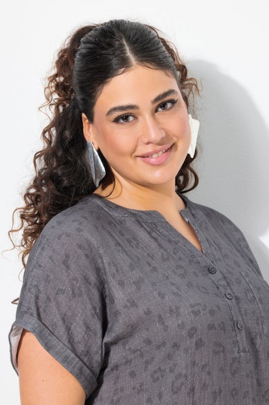 Short Sleeve Textured Muslin Blouse