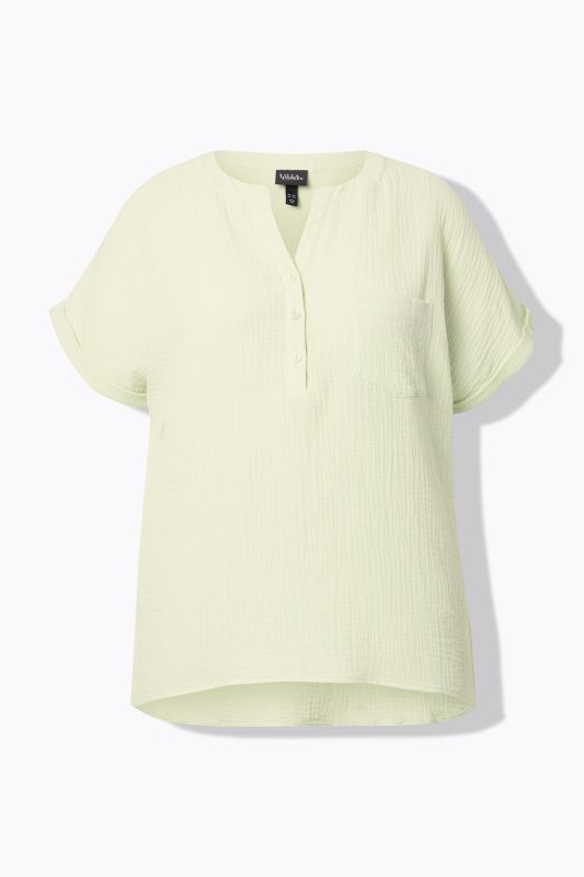 Short Sleeve Textured Muslin Blouse