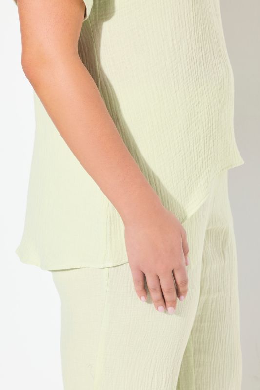 Short Sleeve Textured Muslin Blouse