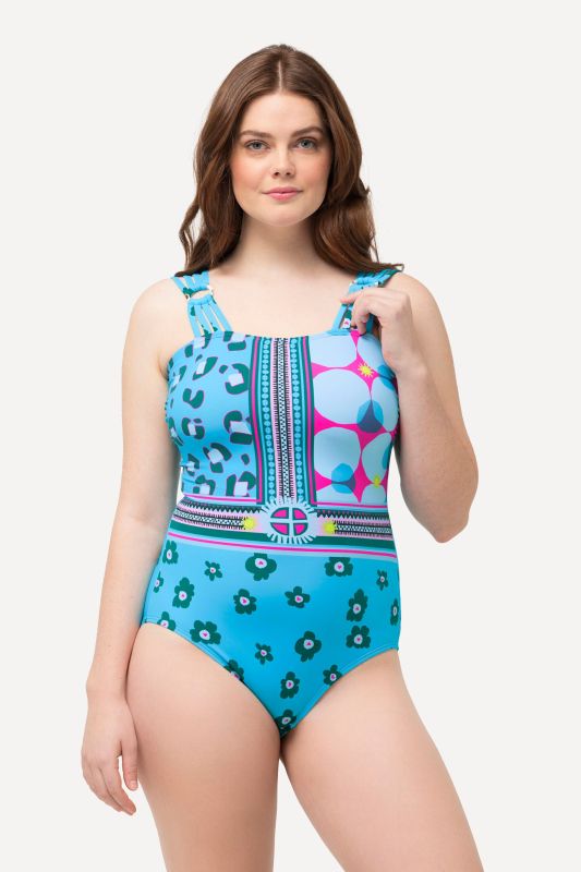 Mixed Print One Piece Swimsuit