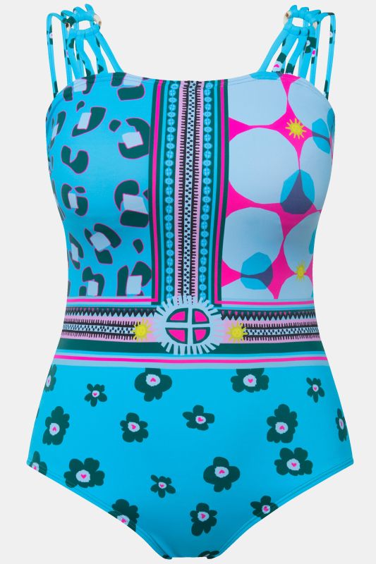 Mixed Print One Piece Swimsuit