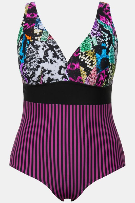 Mixed Print One Piece Swimsuit
